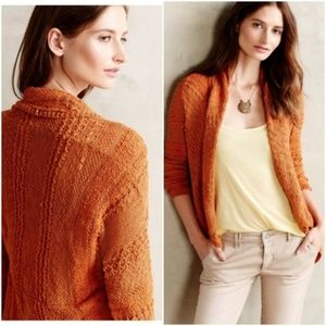 Anthropologie Knitted Knotted Orange Cardigan | Size M